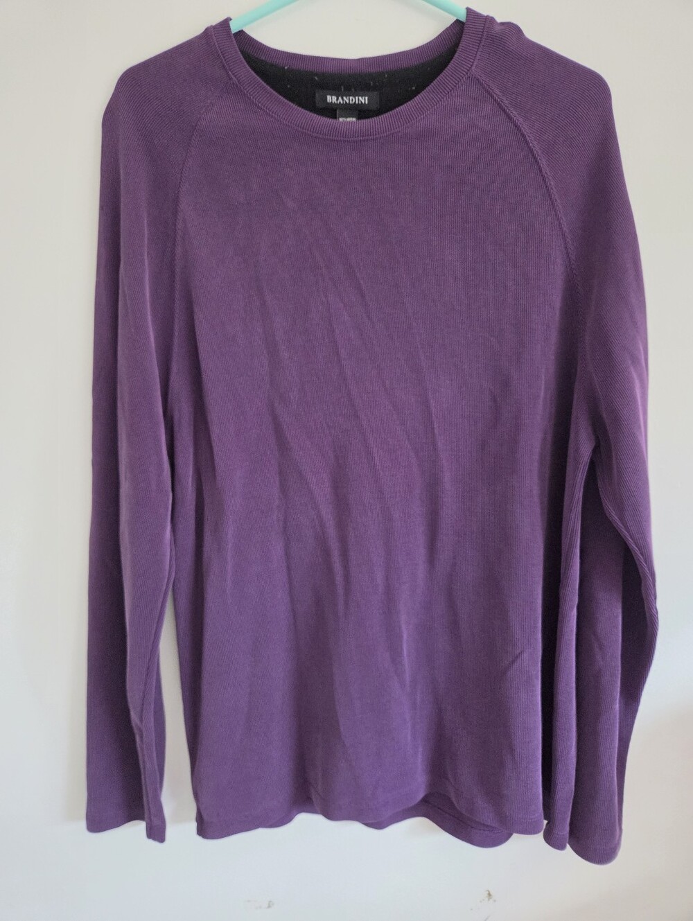 Brandini Purple Ribbed Long Sleeve Pullover Top Size L Made in USA